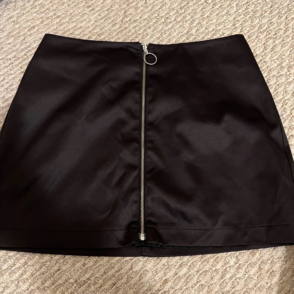 black silk mini skirt